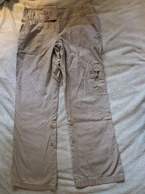 WOMENS THE NORTH FACE PANTS 6 Khaki Tan Button Cargo Khakis Outdoor AV2U Roll Up